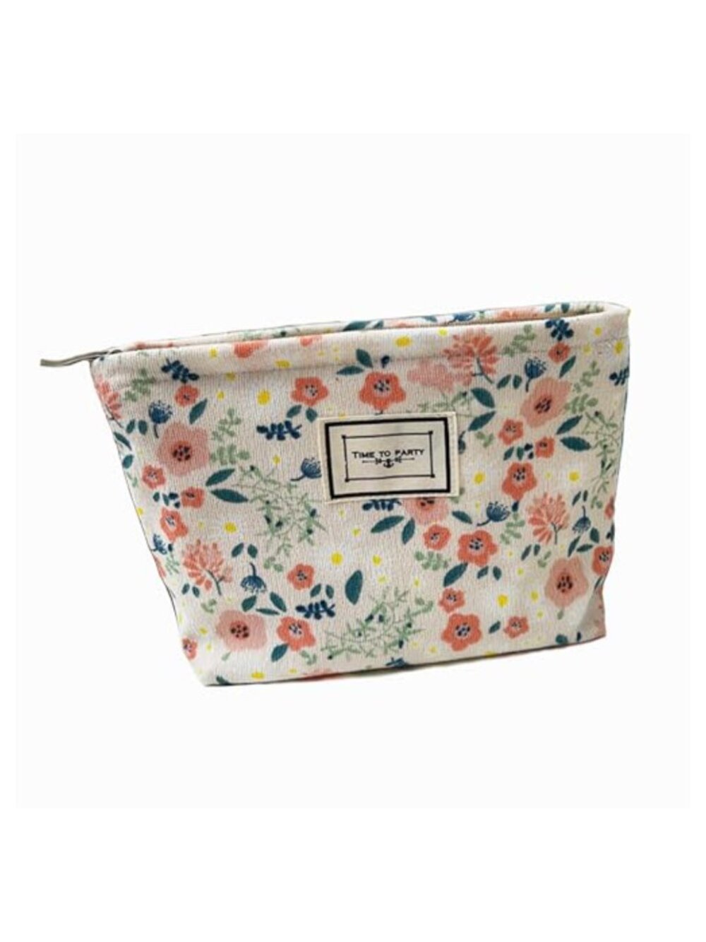 Corduroy Cosmetic Bag Floral Makeup Pouch Travel Handbag
